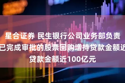星合证券 民生银行公司业务部负责人：其他已完成审批的股票回购增持贷款金额近100亿元